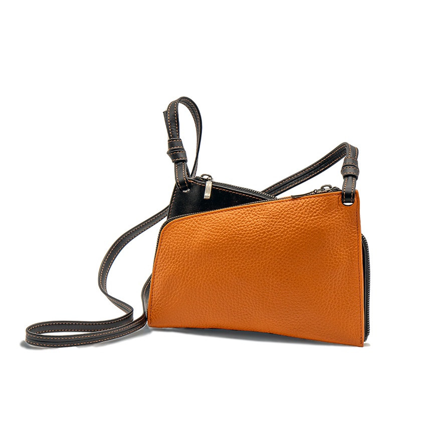 Pochette Mini-Elsa en cuir grainé orange