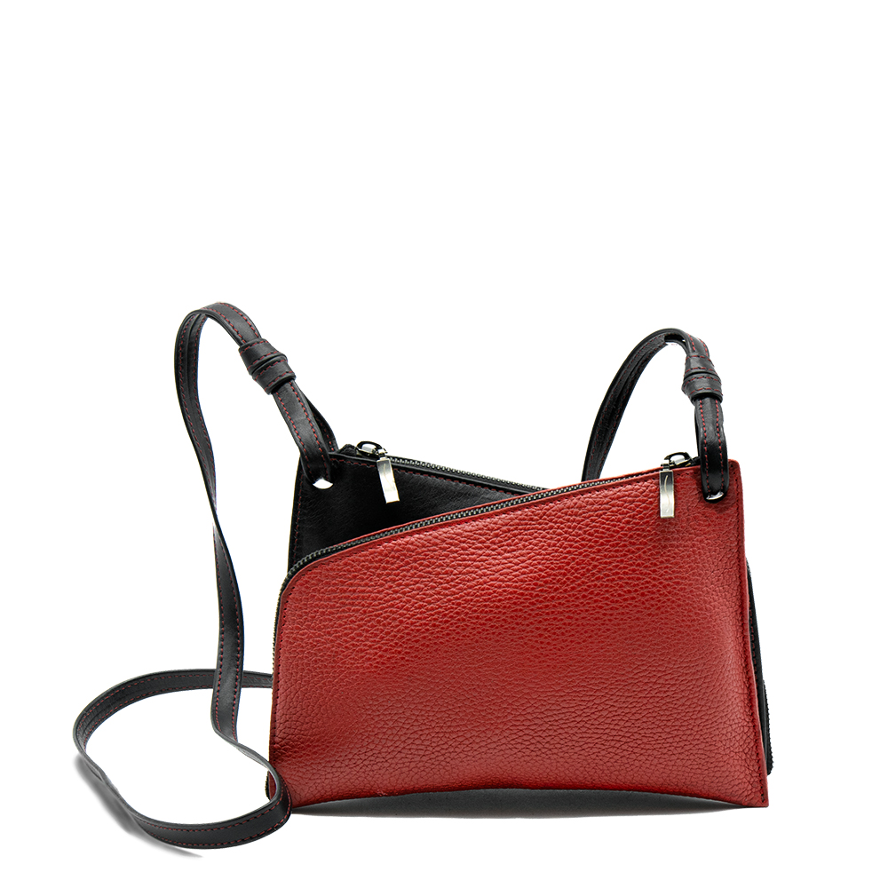 Pochette à bandoulière Mini-Elsa en cuir grainé rouge