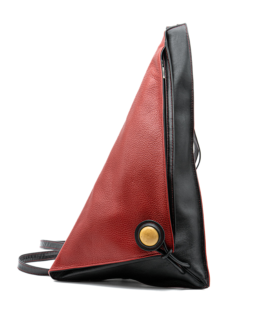 Sac à dos Delta I rouge en cuir grainé