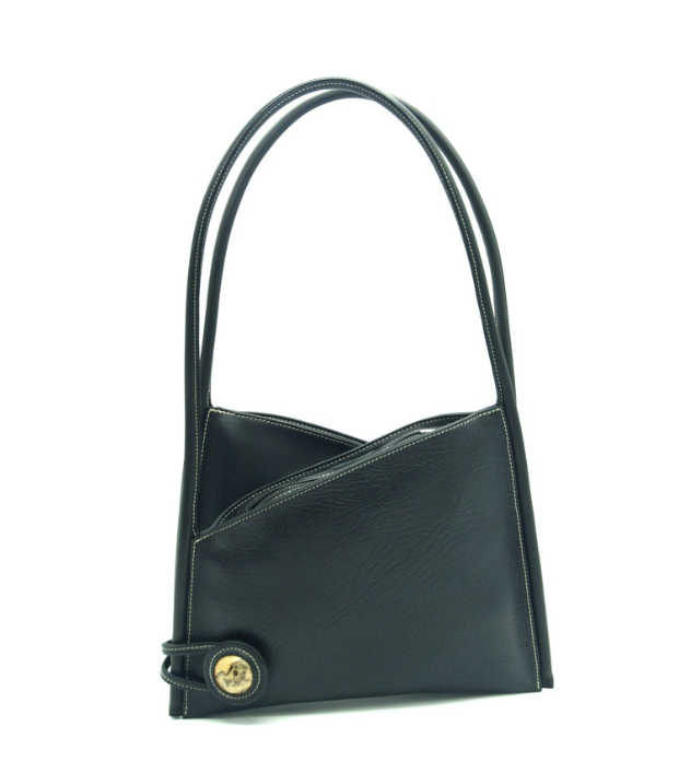 Sac à anses en cuir crispé naturel Elsa II