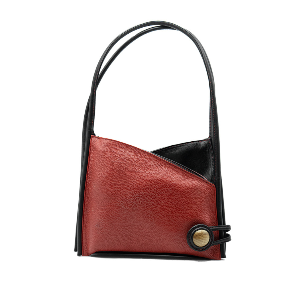 Sac à anses rouge en cuir grainé Elsa II