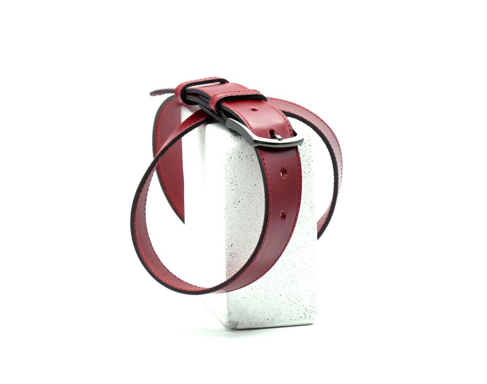 Ceinture 3.5 cm en cuir rouge boucle zamak Dorig