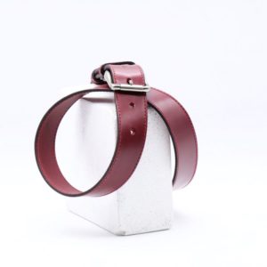 Ceinture 3.5 cm en cuir rouge boucle laiton argentée