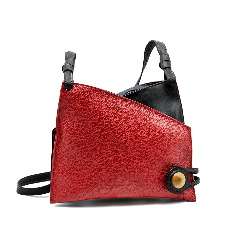 Sac à bandoulière en cuir rouge grainé Elsa I